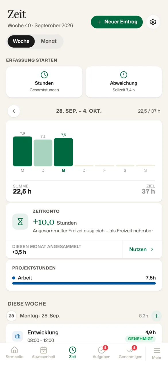Zeiterfassung auf dem Smartphone
