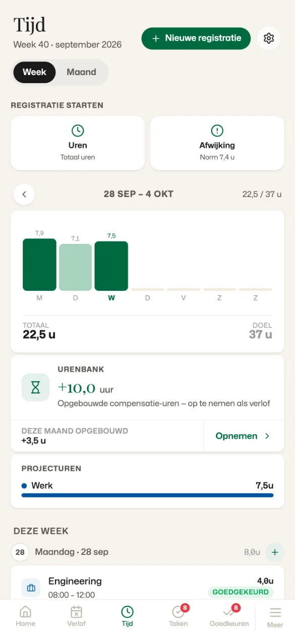 Urenregistratie op mobiel